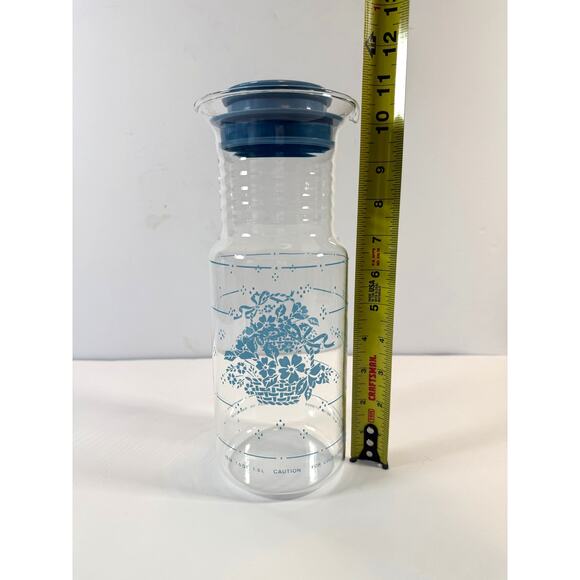 Vintage Pyrex Blue Country Flower Basket 1.5Qt Carafe #7014 - Picture 5 of 5